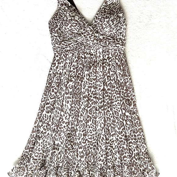 Teri Jon Gorgeous Leopard Print Silk Sleeveless Dress Size 6 - Picture 6 of 7